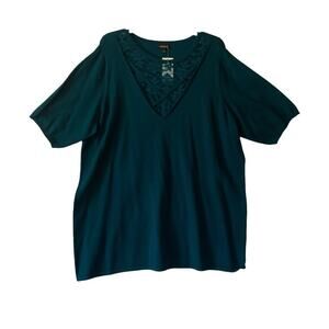 Torrid size 4 teal knit elbow length teal blue lace shirt new with tags casual